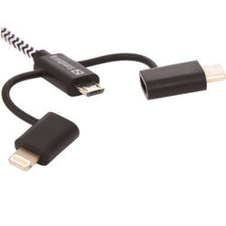 Cable de carga y sincronización 3 en 1 Sandberg, Lightning, Micro USB y USB-C, 1 metro, 5 años