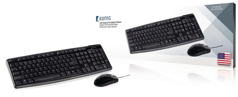 Teclado USB e mouse óptico Konig CSKMCU100US