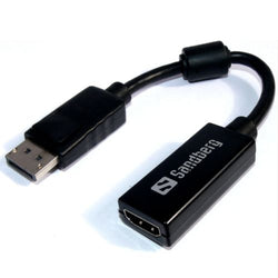 Cabo conversor Sandberg DisplayPort macho para fêmea HDMI, preto, garantia de 5 anos