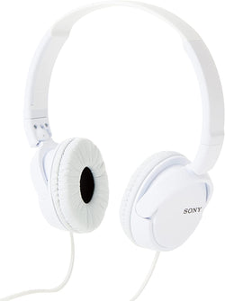 Fones de ouvido Sony MDR-ZX110, fone de ouvido branco dobrável com fio e microfone