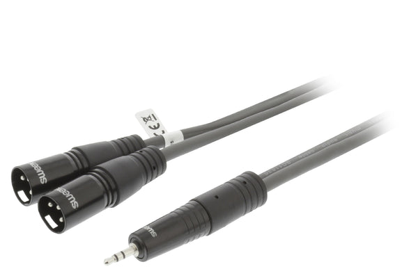 Sweex XLR Cable Estéreo 2x XLR 3-Pin Macho - 3.5 mm Macho 1.5 m Gris Oscuro SWOP15310