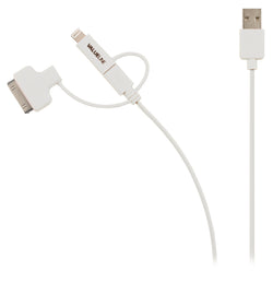 Valueline 3in1 Charger Cable Micro USB White iPod 30pin iPhone Lightning Adapter