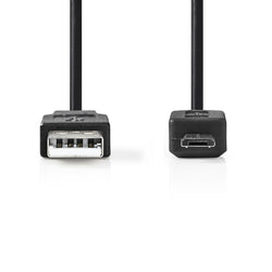 Cable USB 2.0 de Nedis | A Macho - Micro B Macho | 1,0 metro | Negro
