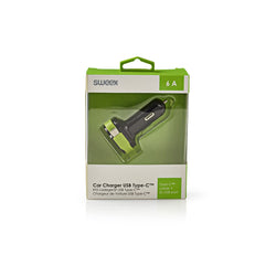 Sweex In Car Cigarette Socket Adapter Cargador de teléfono 3 salidas 2x USB / 6A USB-C Negro / Verde Universal Tablet / iPhone / iPad