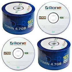 Quad 4 Pack DVD-R AOne Logo Spindle/Caja para pasteles de 50 discos vírgenes 200x D grabable