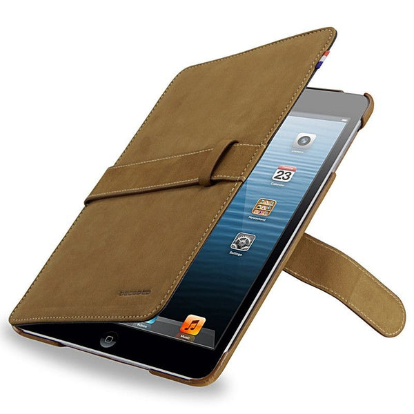 Capa para tablet de couro genuíno de designer decodificado Apple iPad Mini 1,2,3,4 marrom 7,9"