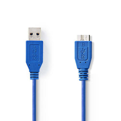 Nedis USB 3.0 Blue 3M Fast Data Sync External Hard Drive SSD Cable PS4 PC Laptop Xbox PS5 male A to micro-B male