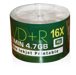 Aone DVD+R 16X Discos en blanco imprimibles por inyección de tinta de cara completa blanca - 50 DVD de eje