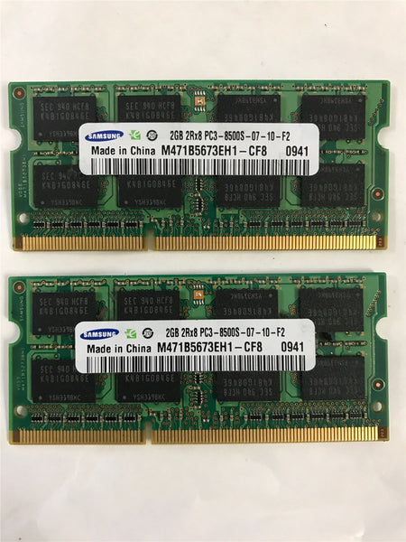 Samsung 4GB Memory 2x2GB SoDimm DDR3 RAM PC3-8500S M471B5673EH1-CF8 iMac MacBook Pro Unibody Apple 2GB Kit of 2