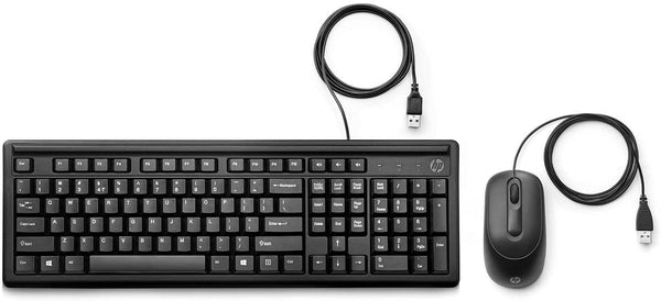 Conjunto combinado de teclado e mouse para PC com fio HP 160, USB, layout do Reino Unido com altura ajustável + mouse de 1000 DPI, para computador de escritório doméstico Windows Mac OS - preto