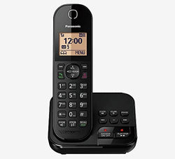 Telefone digital sem fio Panasonic KX-TGC420EB com tela LCD retroiluminada de 1,6 ", bloqueador de chamadas incômodas e secretária eletrônica, único 