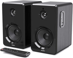 Alto-falantes amplificadores MAJORITY D40 Alto-falantes de estante Bluetooth ativos com reprodução de cartão USB/SD, preto com portas Aux/fone de ouvido (Grau B)