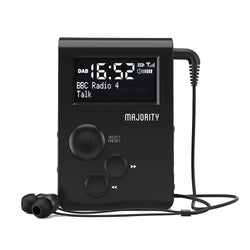 MAIORIA Petersfield Go Pocket FM portátil DAB + rádio com fones de ouvido/cabo USB e botões traváveis