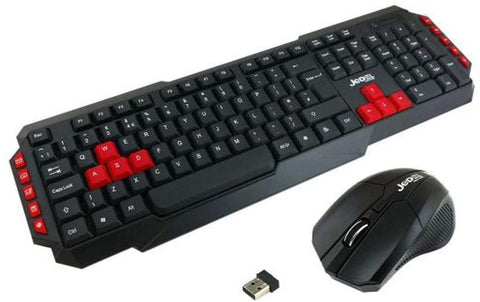 Conjunto de teclado e mouse óptico sem fio Jedel UK Layout preto/vermelho WS880/RED